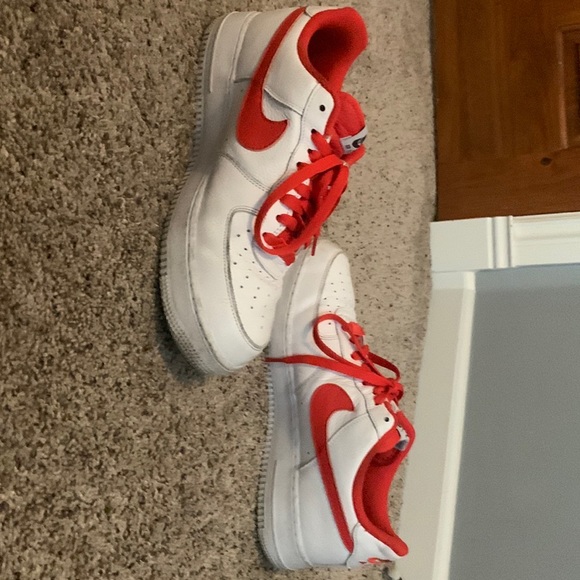 Nike Air Force 1 Custom Red on White lightly used - Picture 2 of 3